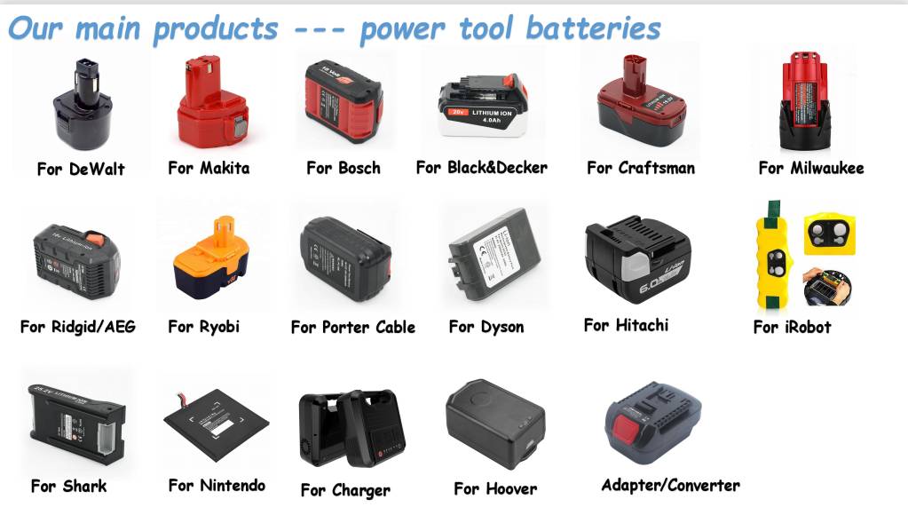 当社の主力製品---動力工具電池